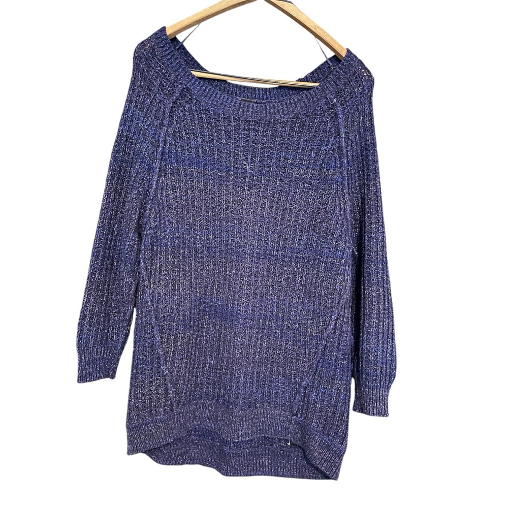 Free People sweater woman’s purple pebble tunic raglan sleeves round neck SZ Lg